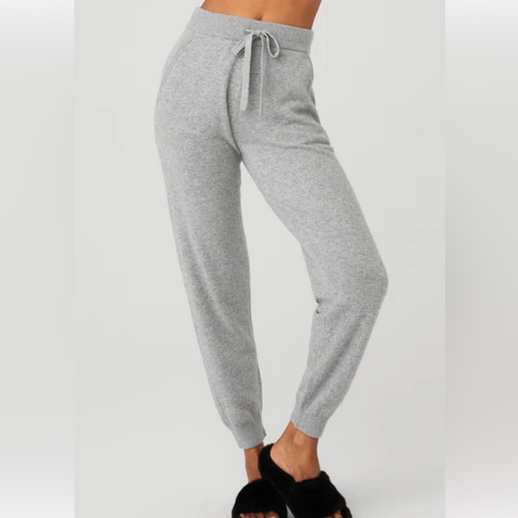 White +Warren 100% Cashmere  Gray Knit Joggers - Picture 1 of 12